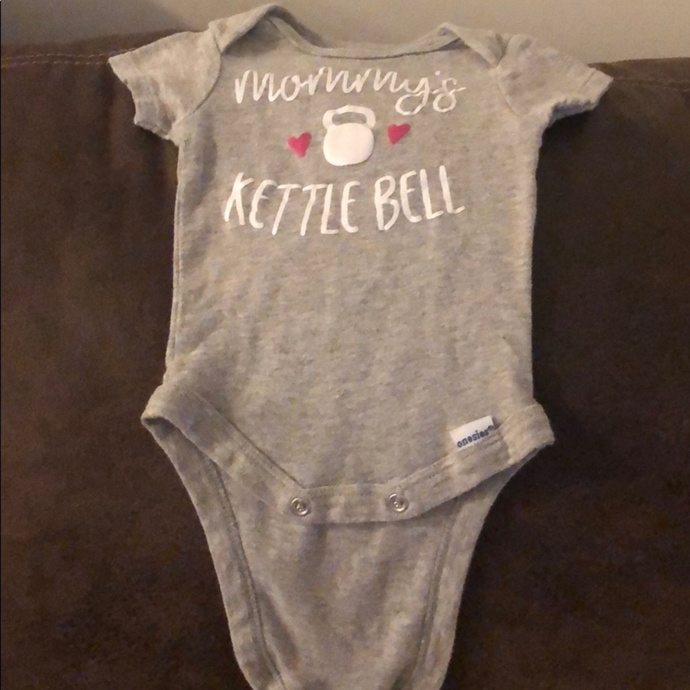 Mommy’s kettlebell, baby girl workout onesie